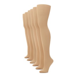 No nonsense Women's A Regular Pantyhose with Reinforced Panty and Toe, Nude-6 Pair Pack, A