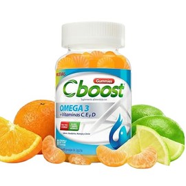 C-Boost - Gomitas con Omega 3 y Vitaminas C, E y D – Suplemento alimenticio, con ingredientes naturales y con Omega 3 y vitaminas C, E y D – 90 Gomitas/Pack, 2 g c/u