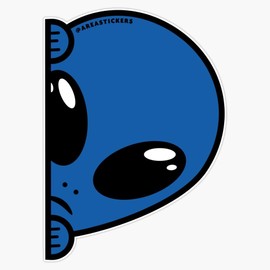 Alien Life - Aliens Blue Peeking Out Vinyl Window Bumper Sticker Decal 5"