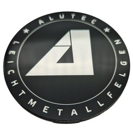 1 x Alutec Hub Cap 61 mm Black Gloss (N62) Logo Silver – Original Wheel Centre Cap/Hub Cap