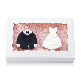 JOHOPACK 20pcs Cookie Boxes 7" x 4 3/8" x 1 1/2" Inch, Bakery Boxes with window Treat Boxes Chocolate Covered Strawberries Boxes for Christmas Valentine's Mother's Day - White