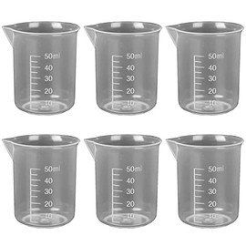 6 Pieces 1.69oz/50ml Plastic Measuring Cups Clear Measuring Cup Plastic Beaker Cups Plastic Graduated Cup Multipurpose Mixing Cups for Kitchen Cooking Experiment Mixing Paint Epoxy Resin