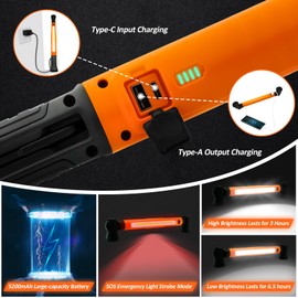 DIKHEE Work Light, 3000LM Bright LED Work Light, 5200mAh Rechargeable Magnetic Underhood Work Light with Hooks and Power Output, Protable Cordless Battery Powered Work Light for Garage, Workshop