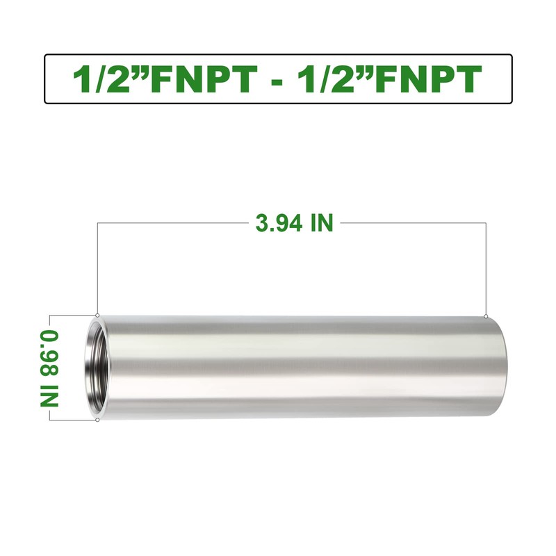 TAISHER 2PCS Stainless Steel Pipe Fittings, 1/2" NPT x 1/2"