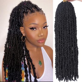 ZRQ 30 Inch Light Weight Butterfly Locs Crochet Hair 6 Packs Long Distressed Butterfly Faux Locs Crochet Hair（30 inch,1B)