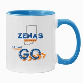 Zenas Is Calling And Is Must Go - Zenas IN Mug Souvenirs - Indiana Mug Keepsake Present For Family And Friend Zenas Indiana Accent Mug 11 oz Blue