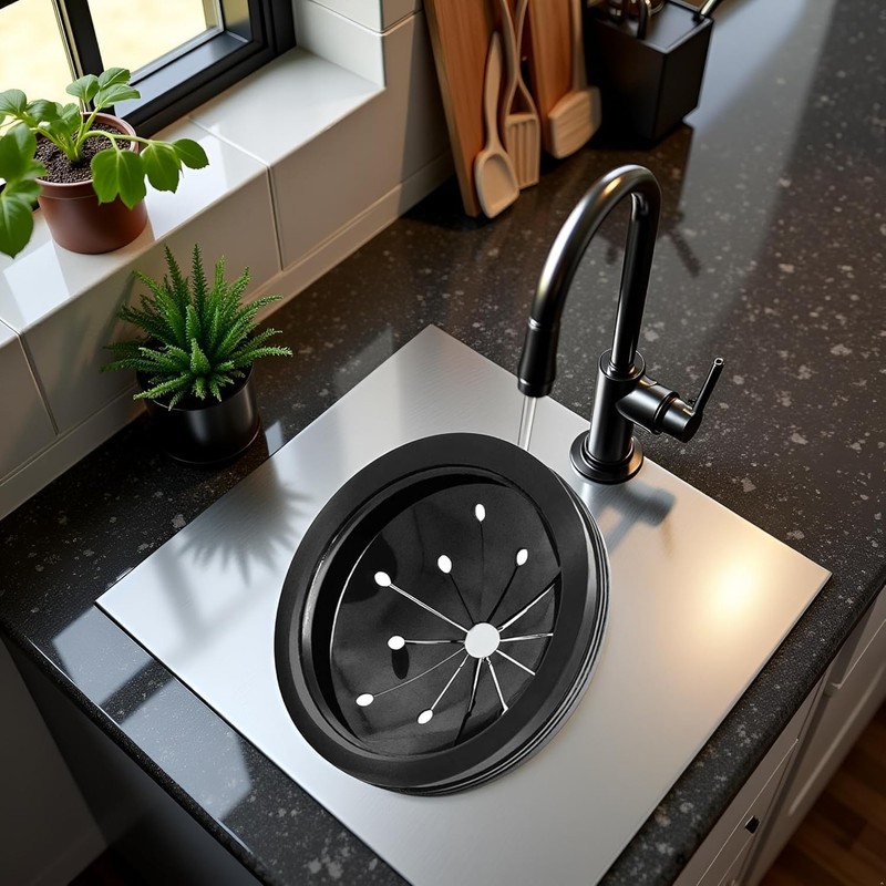 Black 3-Inch Garbage Disposal Splash Guard - Kitchen Sink Baffle