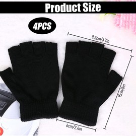 MIRKUZI Gloves & Mittens for Men 2 Pairs Half Finger Gloves Unisex Warm Winter Fingerless Gloves Unisex for Men and Women (Black)