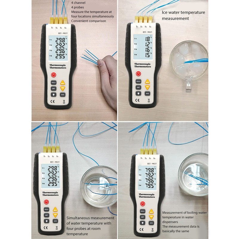 Thermometer High Accuracy Digital Display 4 Channel Portable Thermocouple Thermometer