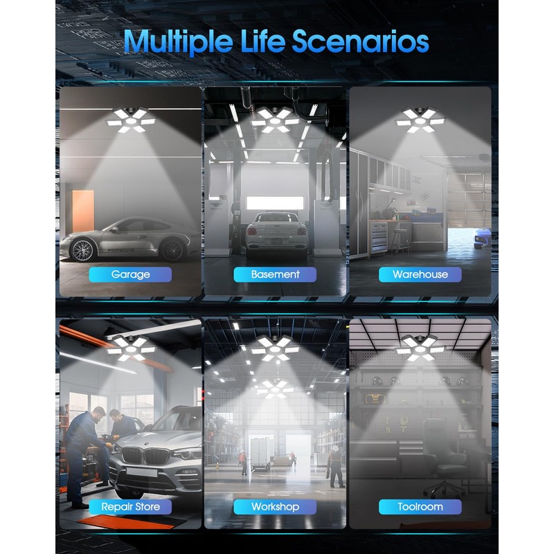 AUDLES 8 Pack LED Garage Light, 200W 20000LM 6500K LED