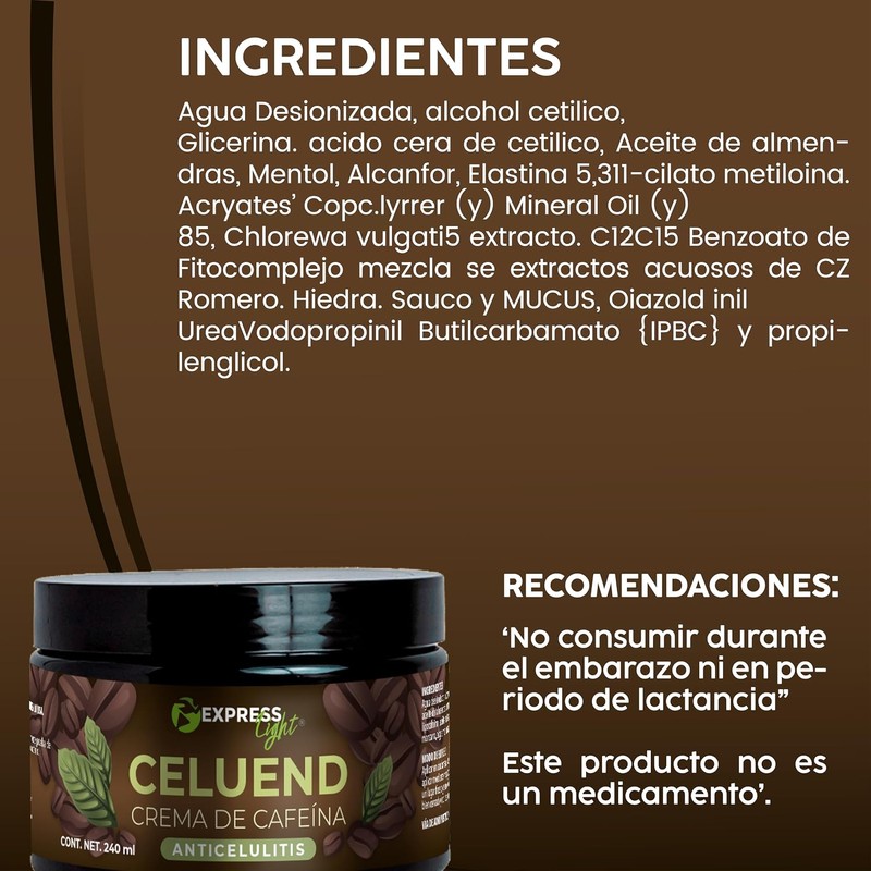 Celuend Crema con Cafeína – Express Light – Crema Corporal