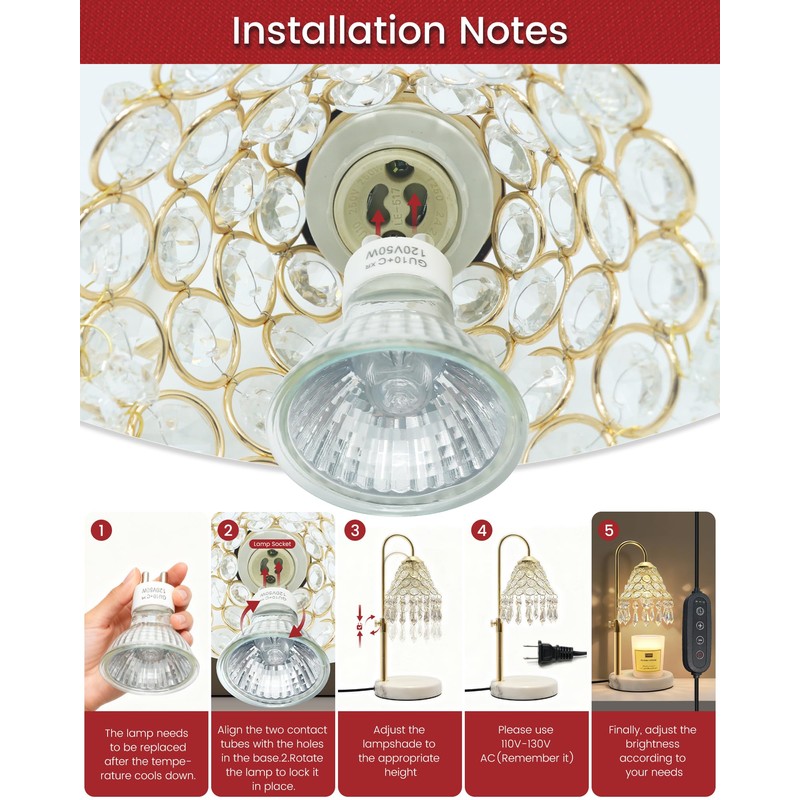 KISUFU Smart Crystal Candle Warmer Lamp with Timer - 2-in-1