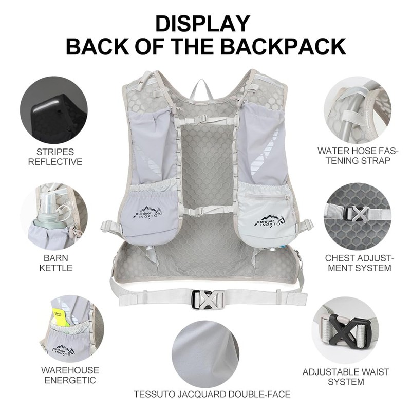INOXTO running water bag vest backpack with1.5L water bladder hydration