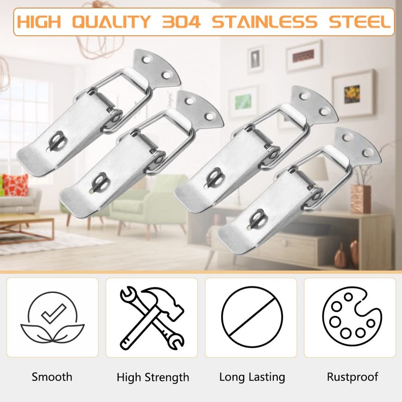 WMYCONGCONG 4 Pack 304 Stainless Steel Spring Loaded Toggle Latch