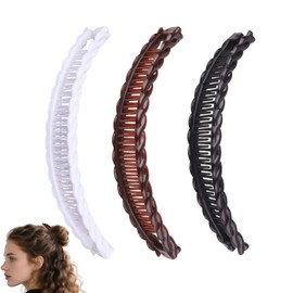 Vintage Banana Hair Clips 3 Pack, Non-Slip Hair Claw Grips, Black White Brown Neutral Hair Accessories, Strong Hold Ponytail Barrettes for Thick Long Hair Women Girls