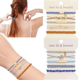 Boho Hair Ties for Women & Girls – 10 PCS Colorful No-Damage Elastic Braided Hair Tie Bracelets, Ponytail Holders for Thick & Thin Hair, Cute Hair Accessories (Pure Clarity)