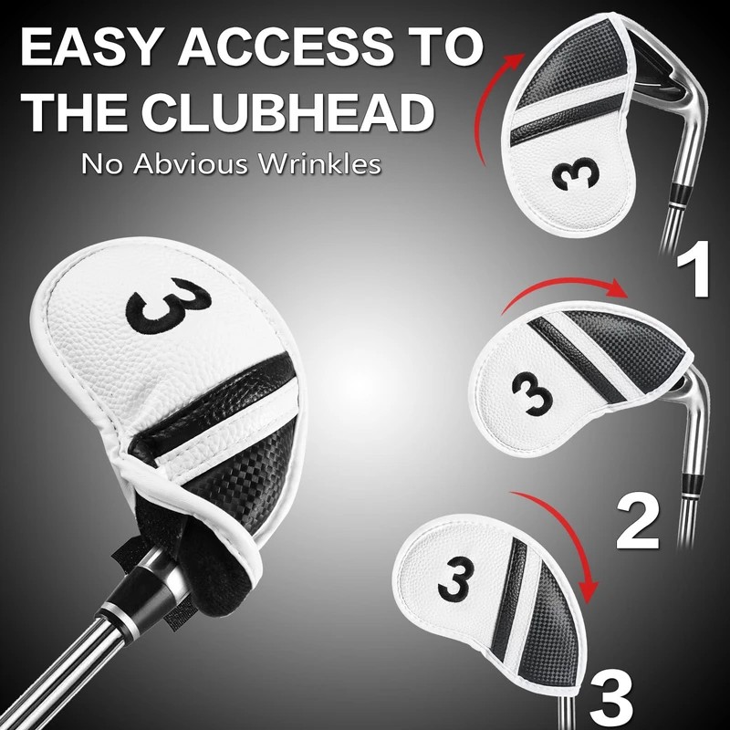 Golf Iron Head Covers Numbers Synthetic Leather Headcover Deluxe Value