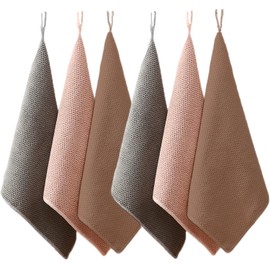 Kitchen Towel, Kitchen Cloth, Dish Cloth, Hand Towel, Dish Cloth, Loop Included, Quick Drying Kitchen, Dish Cloth, 11.8 x 11.8 inches (30 x 30 cm), Set of 6, Absorbent Kitchen, Hand Towel, Quick