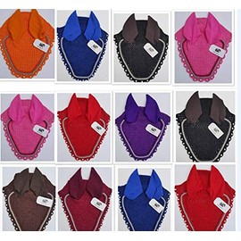 Horse Fly Bonnet with Ears Net Mask Veil with Crystals Blings Hand Made Breathable Cotton Crochet Shows Protect from Bugs and Flies (Cob, Blue)