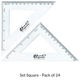 Virginia's Store 5 inch/13cm 90 Set-Squares Pack of 24, Crystal Clear Transparent, Shatter Resistant Plastic, Single-piece Plastic Molding, Drafting Tool Set, Ruler