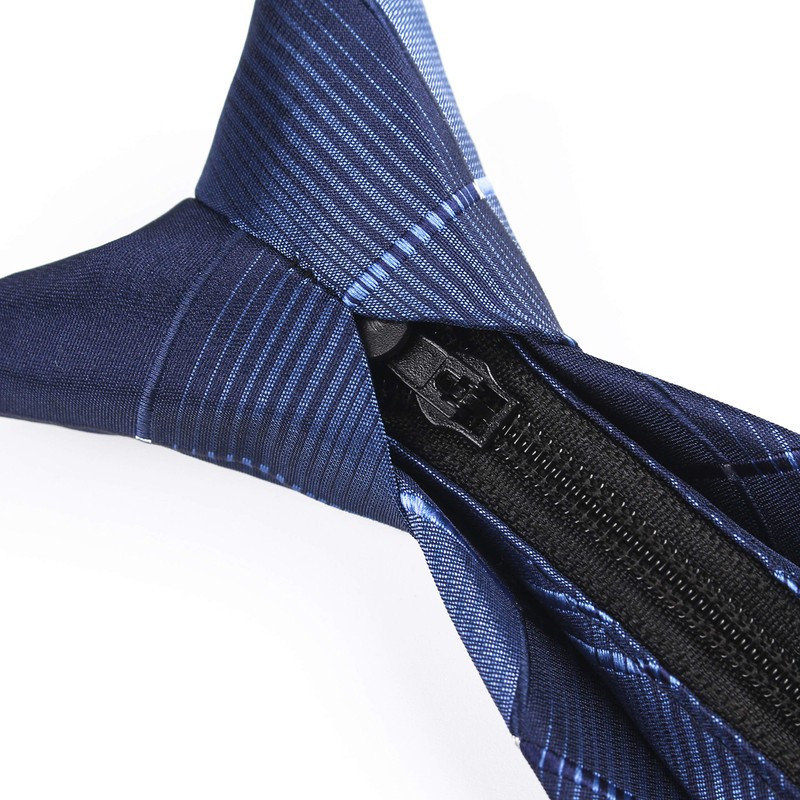 Corbata con cierre preatada para hombre, diseño de rayas, para