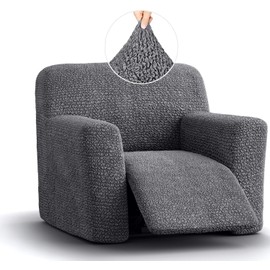 PAULATO BY GA.I.CO. Recliner Slipcover - Recliner Chair Cover - Soft Polyester Fabric Slipcover - 1-Piece Form Fit Stretch Furniture Protector - Microfibra - Dark Grey (Recliner Cover)