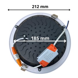 JANDEI 30W Recessed COB LED Downlight Round White Aluminium Frame Spotlight 212x52mm (185mm Installation Hole) 2700 Lumens IP44 Natural Light 4200K - 1 Unit