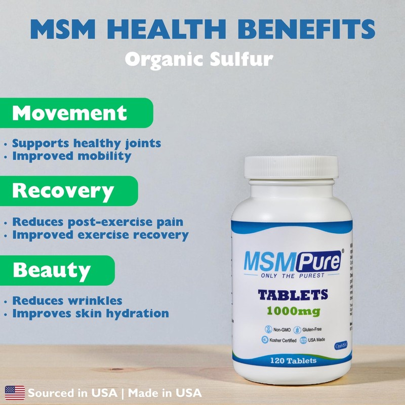 KALA HEALTH MSMPure MSM Tablets – 1,000 mg US-Made MSM
