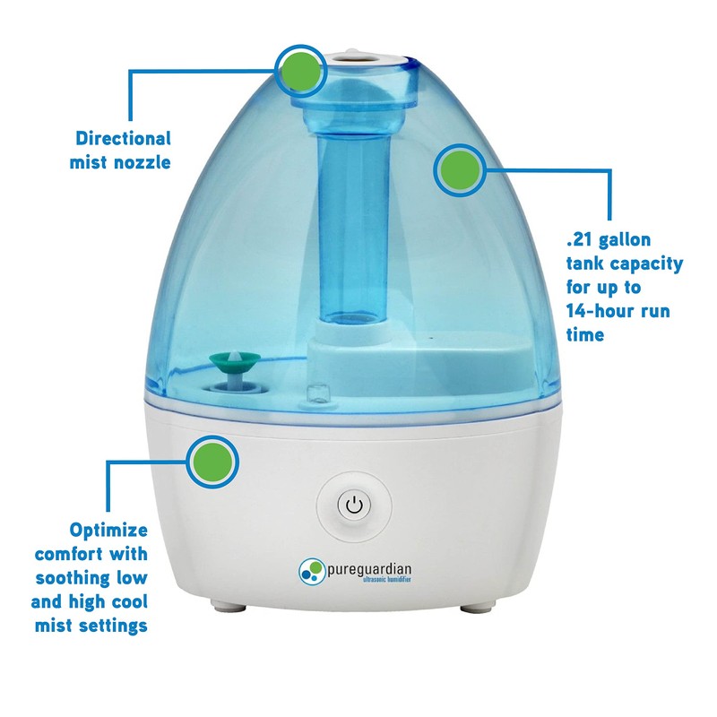 Pure Guardian H910BL Ultrasonic Cool Mist Humidifier, 14 Hrs. Run