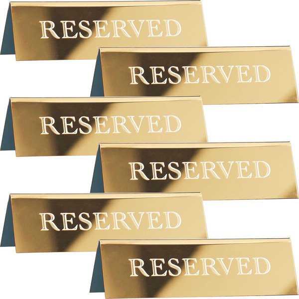 6 Pieces Gold Mirror Acrylic Reserved Table Tent Sign- 7.9