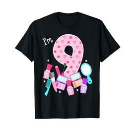 Spa Birthday Party I'm 9 Girls Makeup 9th Bday Kids Toddlers T-Shirt