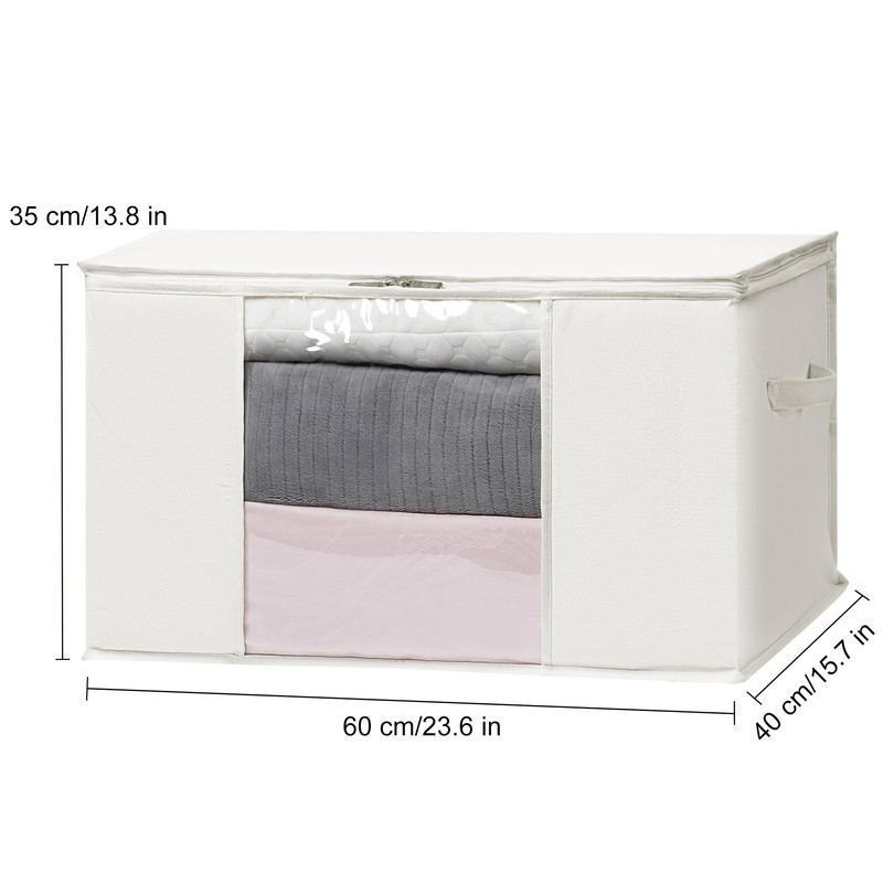 TYEERS Large Storage Bags with Zipper and Clear Window, Cotton