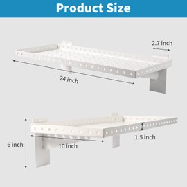 SINCHEEWAY Slatwall Shelves 24x10 Inch, Slatwall Accessories for Retail, Garage, Home Storage, Heavy Duty Slat Wall Hanging Shelf (4, White)
