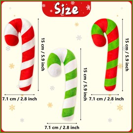MALLMALL6 3Pcs Christmas Candy Cane Catnip Toys Gift for Cat, Indoor Cat Chew Bite Kick Plush Catmint Pet Toys Supplies for Cat Lover Xmas Gifts, Cute Interactive Cat Toy for Pet Presents (Tricolor)
