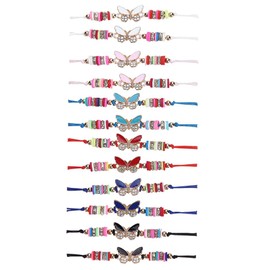 RIUAHST Butterfly Bracelet Adjustable Braided Bracelets Beads Friendship Bracelet Set Colourful Butterfly Bracelets Jewellery Party Bag Children's Birthday Girls Gifts