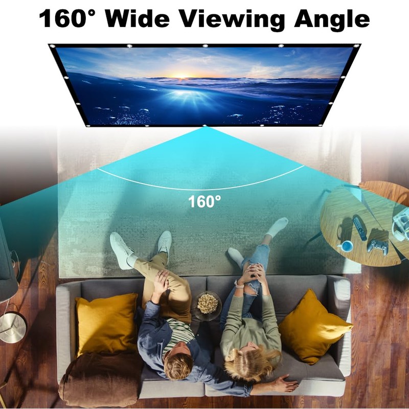 DASIAUTOEM 100 Inch Canvas Projector, 16:9 HD 4K Projector Screen
