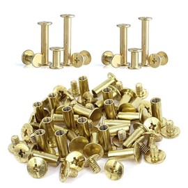 Wanfoou 100 Sets Binding Chicago Screws,5 Size Screw Posts Bookbinding Posts Binding Screw Chicago Button Post Rivets Screw Belt Screws Leather Photo Albums Screw Round Flat Head (M5x5/6/8/10/20 mm)