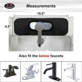 Bathroom Sink Splash Guard Oval-Hole Rectangle-Hole: AHA HOMEWARE, Faucet Mat for Bathroom Sink Oval Base, Bathroom Sink Water Splash Guard Centerset Rectangle Base (Black & Black)