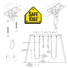 Safe Kidz Heavy Duty Swing Hangers, Set of 2, Cast Iron + Mounting Hardware