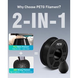 SUNLU PETG Filament 1.75mm Bundle, Less Stringing and Good Layer Adhesion 3D Printer Filament, Individually Vacuum Packed, 2kg in Total, 1kg per Spool, PETG 2 Pack, Blue+Transparent