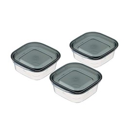 Storage Containers, Rakuchin Pack, Square Capacity, 3.4 fl oz (90 ml), Clear Black, Pack of 3