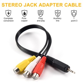 2.5mm Mini AV Male to 3RCA Female M/F Audio Video Cable Stereo Jack Adapter Cord