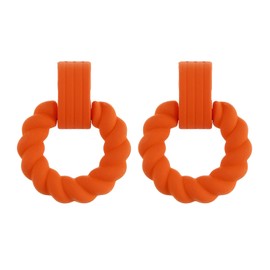RUOFFETA Rectangle Earrings for Women, Acrylic Square Earrings Twisted Geometric Statement Jewelry(Orange Round)