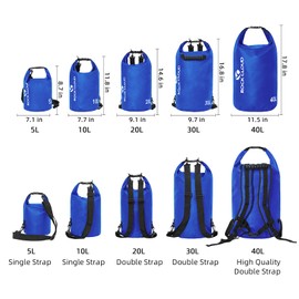 Rock Cloud Dry Bag, Waterproof Bag, Drum Type, Waterproof Pouch, Backpack, Foldable, Lightweight, 5L, 10L, 20L, 30L, 40L, Outdoor Use, Sea Bathing, Fishing, Beach, Swimming, Climbing, Travel, blue