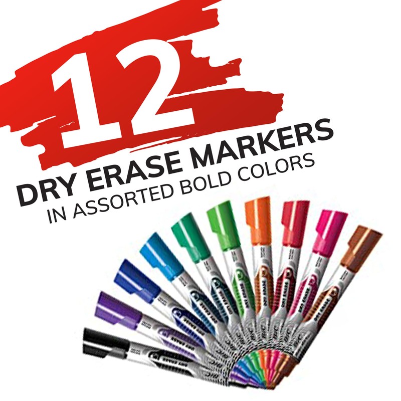 BIC Intensity Advanced Colorful Dry Erase Markers, Bullet Tip, 12-Count