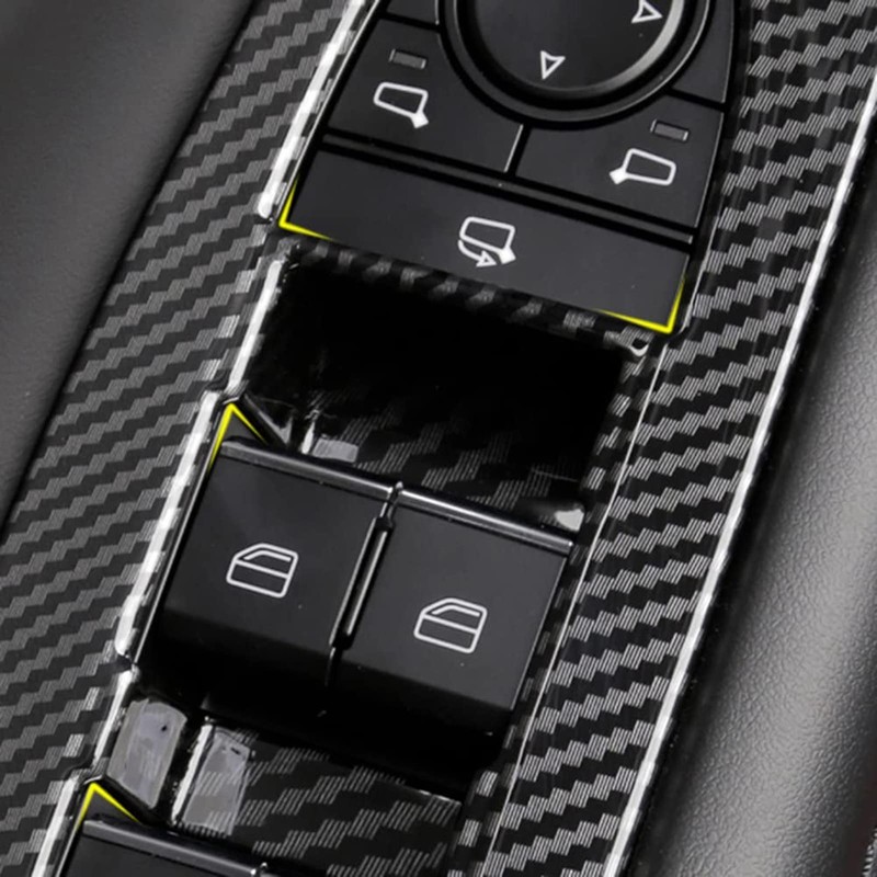 4 Pieces Door Window Switch Trim Carbon Fibre Style Replacement