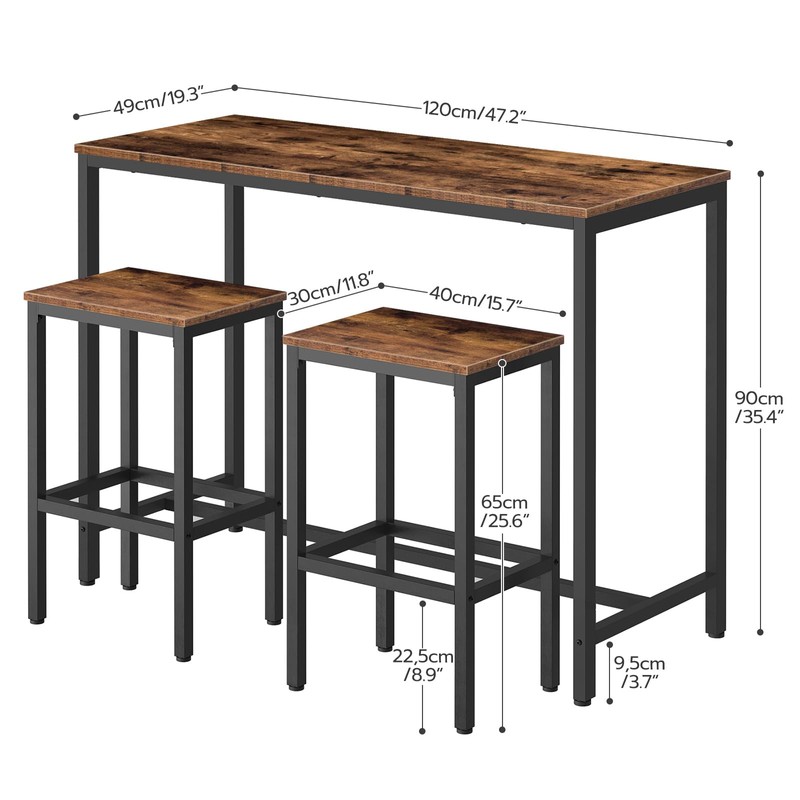 HOOBRO Bar Table and Chairs Set, 47.2” Rectangular Pub Table