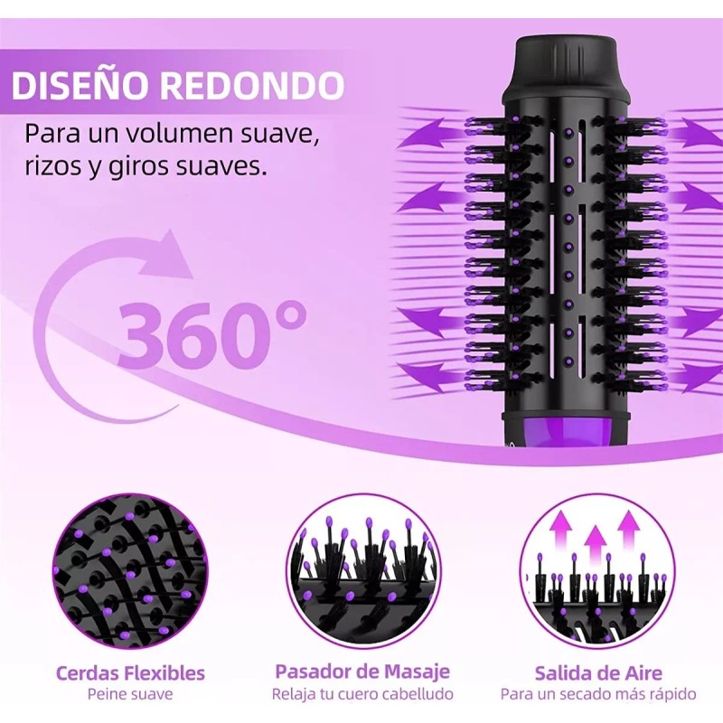 Silver Access Secadora De Pelo Cepillo Peine Alisador Aire Secado