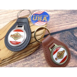 NOS NEW RARE Vtg 1970s BRIGGS & STRATTON MOTOR ENGINE Leather Key Chain Ring Fob NOS