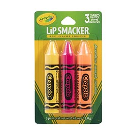 Lip Smacker Crayola Crayon Flavored Lip Balm - Moisturizing, Soothing Trio Banana Mania, Pink Sherbert, & Outrageous Orange